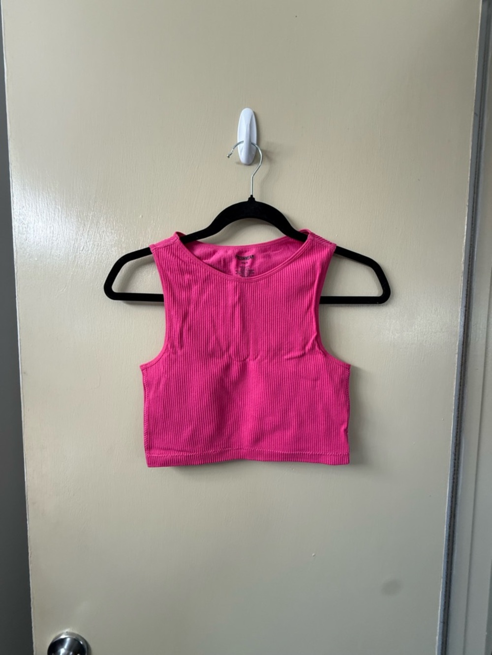 Ribbed Crop Tank Top in Vibrant Pink